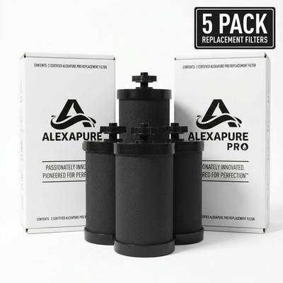 5 Pack Alexapure PRO 2387 Replacement Water Filter 1 Filter Pack Black