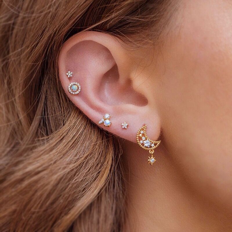 【美品】スタージュエリー　MOONLIGHT PIERCED EARRINGS DIAMOND MOONLIGHT PIERCED EARRINGS(2SP0874)SV925 ピアス