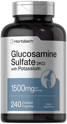Glucosamine Sulfate 1500mg | 240 Caplets | 2KCI with Potassium | by Horbaach