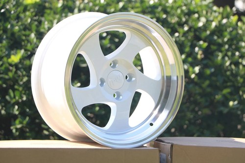 15" WHITE WHEELS JDM WHISTLER STYLE 15x8 4x100 +20 FOR HONDA CIVIC EG EK SET 4 - 第 4/6 張圖片