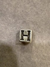Vintage Letter H Alphabet Bead Sterling Silver Classic Pendant Charm 3147 