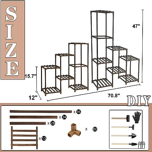 HOMKIRT Plant Stand Indoor Outdoor, 11 Tier Corner Shelf Assorted Item Shapes - Picture 48 of 60