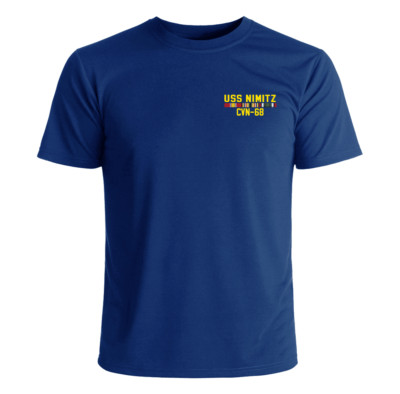 USS Nimitz CVN-68 Left Chest T-Shirt with Desert Storm Service Ribbons US Navy