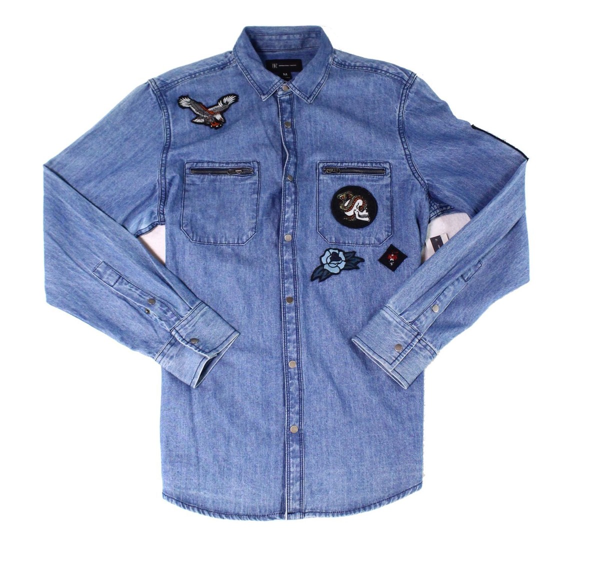 シャツ IONSEOUL Flynn patch pocket work shirt INC International Concepts I.N.C. Men's Denim Patch Shirt