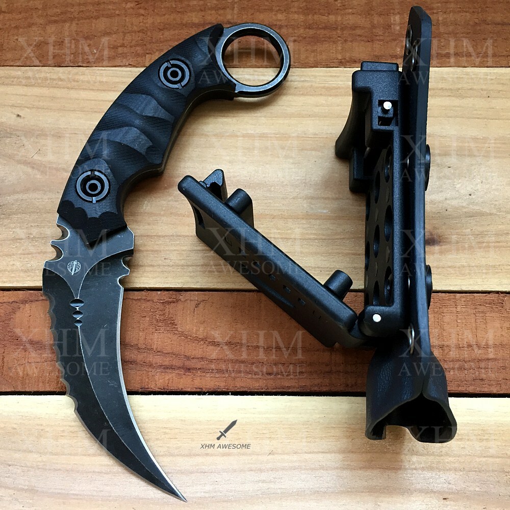 XHM D2 Tactical Karambit Knife Fixed Blade Hunting CSGO Claw Knives