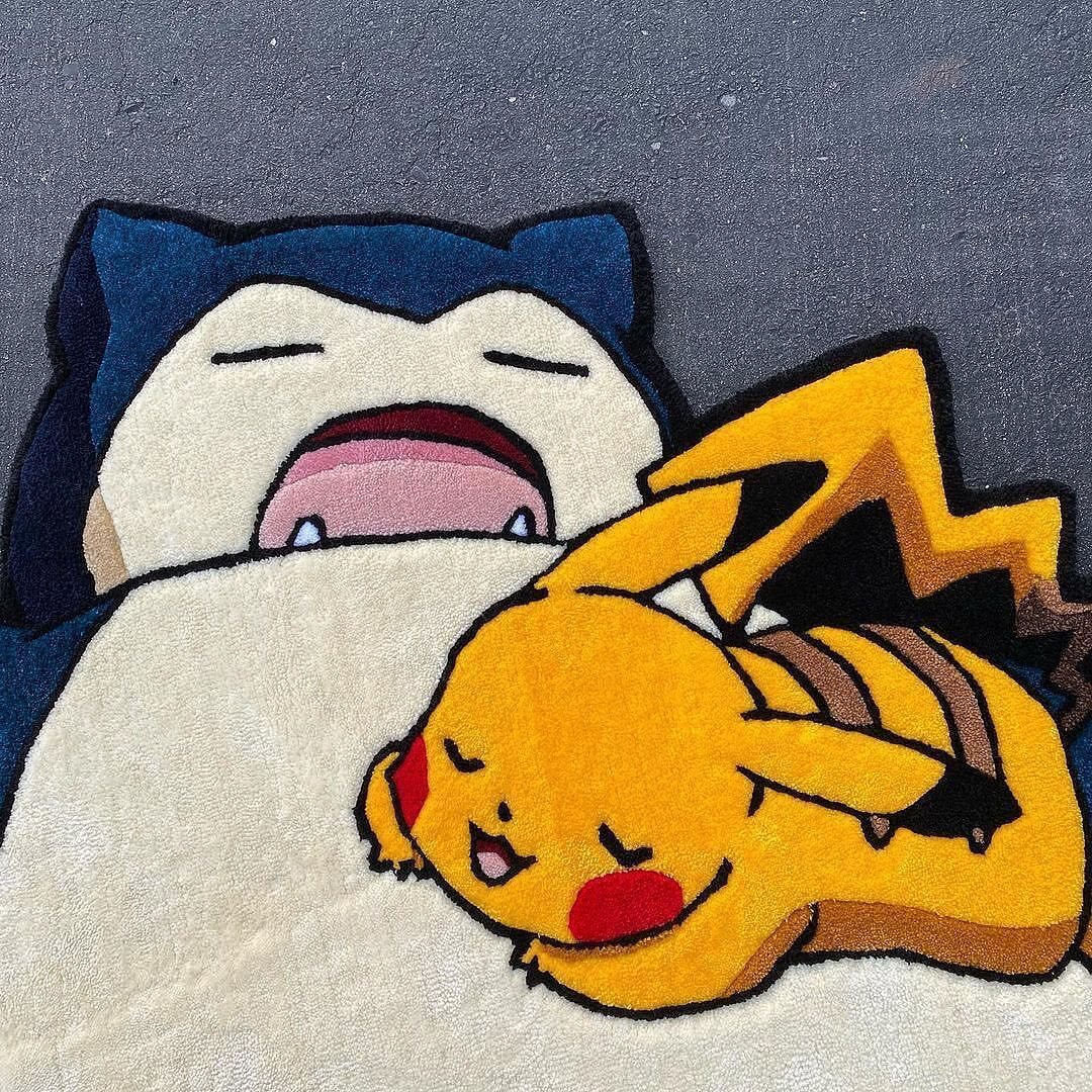 Handmade Snorlax XL x Pikachu Rug / Snorlax XL rug for