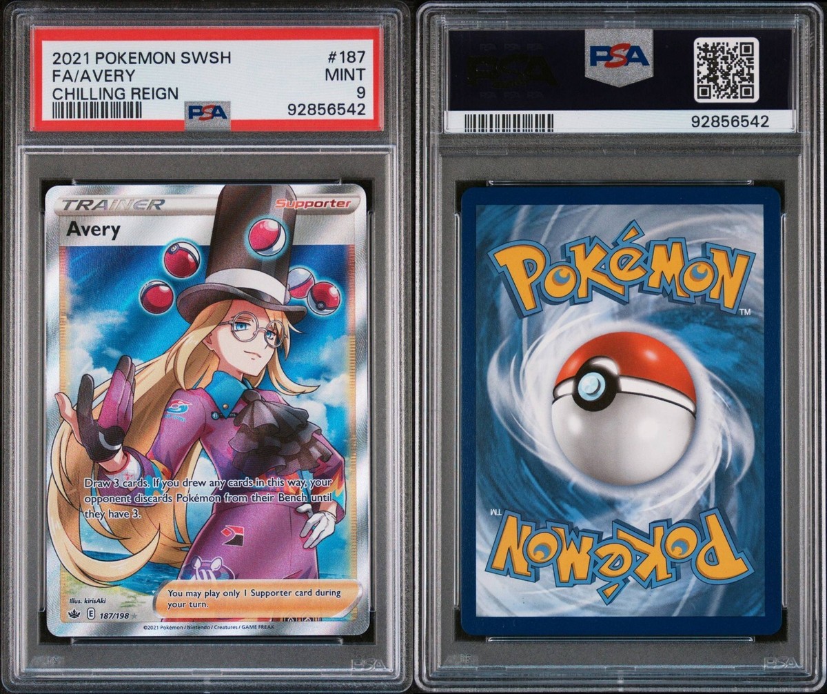 avery pokemon trainer card Pokemon Avery Full Art Trainer #187 Chilling Reign - PSA 9