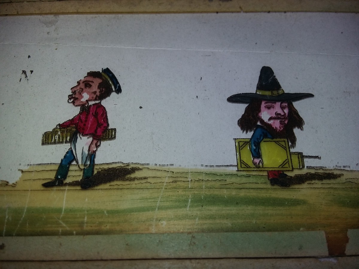 Plaque milieu XIXe pour Lanterne Magique Caricatures Humoristiques - TBE