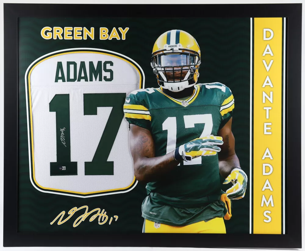 Davante Adams Signed Green Bay Packers 35x43 Custom Framed Jersey / Beckett  COA