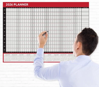 EVELAY 2026 Wall Planner A1 - A2 - A3 Full Year Calendar Home Office Work JAN - DEC