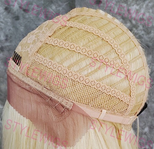 Peluca rubia clara extra larga recta calor OK frente de encaje mezcla cabello humano EVEB 613 - Imagen 9 de 9