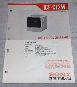 SONY ICF-C12W FM/AM DIGITAL CLOCK RADIO ORIGINAL SERVICE MANUAL