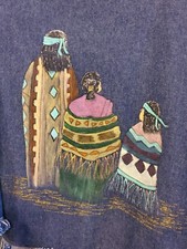Hand Painted Vintage Denim Jacket Unknown Artist Native American Women One Size