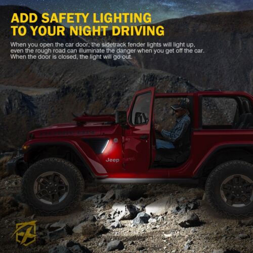 LED Side track Fender Lights Smoked for 2018-2024 Jeep Wrangler JL Gladiator JT - Bild 2 von 7