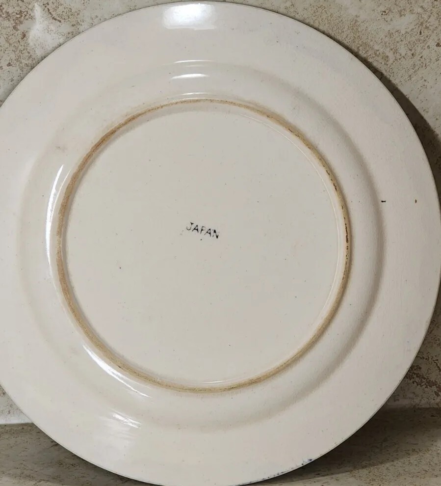 Vintage Blue Willow Japan Flow Blue Medium Plate / Saucer - 9.25