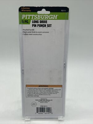 PITTSBURGH 93111 Long Drive Pin Punch Set 5 Piece Carbon Steel