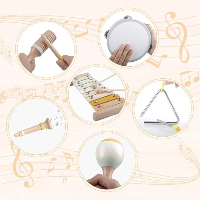 Kit Strumenti Musicali in Legno per Bambini 1-3 anni foto 3