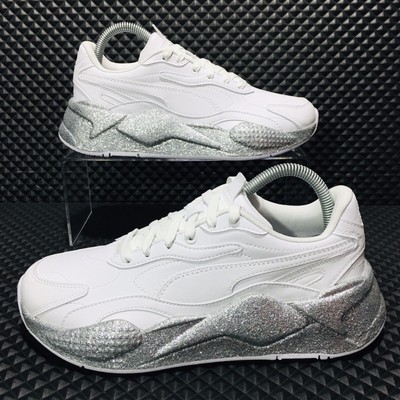 silver glitter pumas