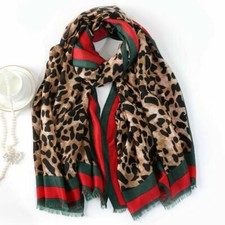 Ladies Animal Leopard Print Lightweight Airy Soft-touch Rectangle Everyday Scarf
