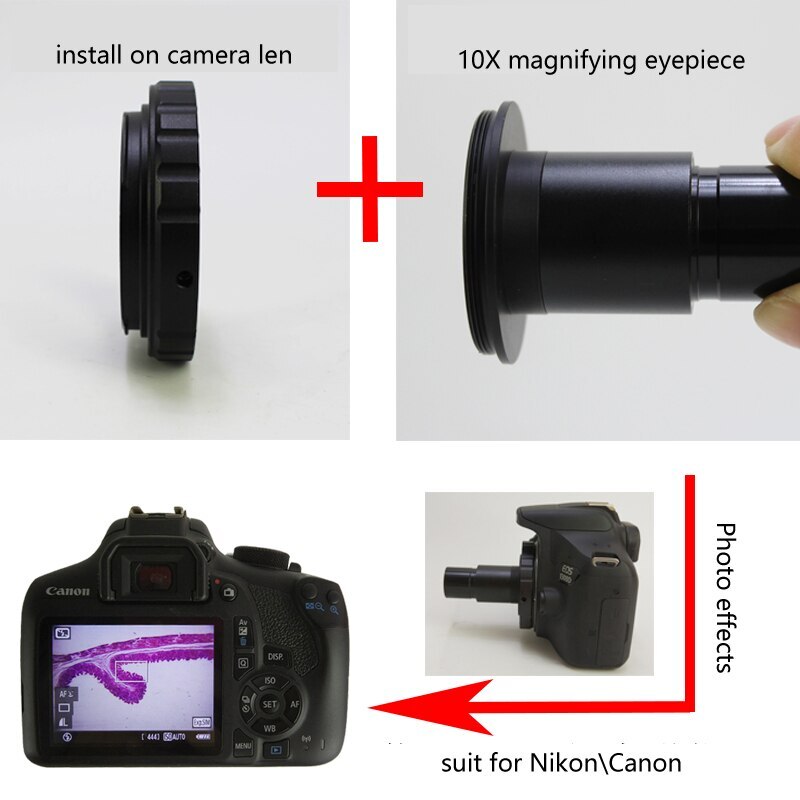 10X SLR Camera lens Adapter Ring Nikon/Canon f Microscope 23.2mm 30mm
