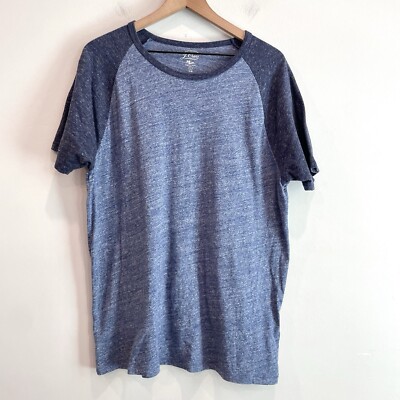 Men's L Knit Goods Slim Fit Short Sleeve Baseball T-Shirt Tee Blue 