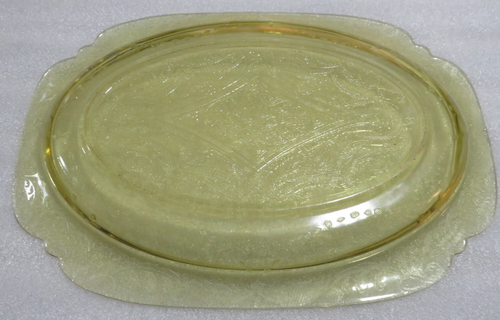 Vintage Federal Madrid Yellow Depression Glass Vegetable Bowl & Serving Platter - Picture 6 of 6