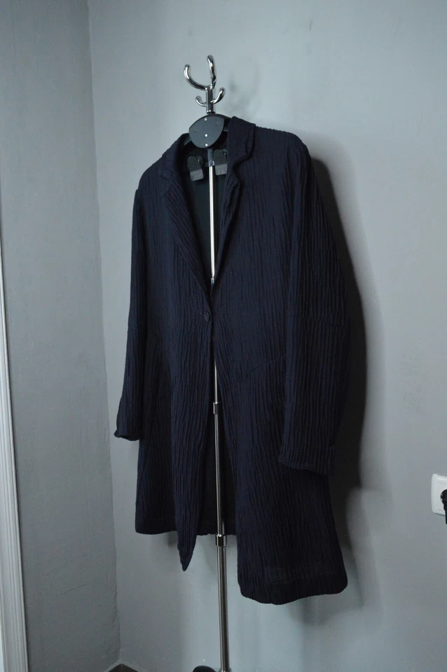 Oska Damen dunkel lila plissiert Wollmischung halb gefüttert Long Blazer - Gr... - Bild 3 von 4