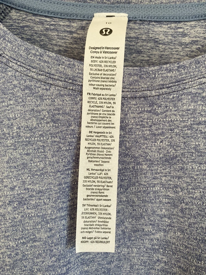 Camiseta para mujer Lululemon licencia para entrenar calce clásico manga corta Reino Unido 14 nueva con etiquetas Foto 2 de 4