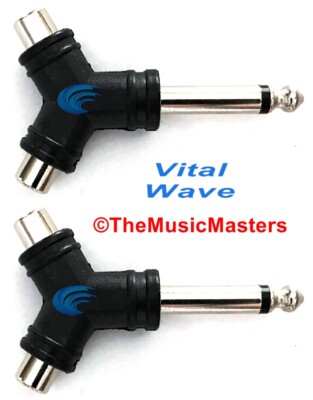 (2) 1/4'' Male Mono Plug to Dual RCA Jacks (F) Audio Cable Cord Adapters VWLTW
