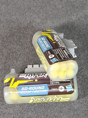 2x Nerf Hyper 50 Round Reload Canister Hasbro 2020 Sealed For Hyper Blasters