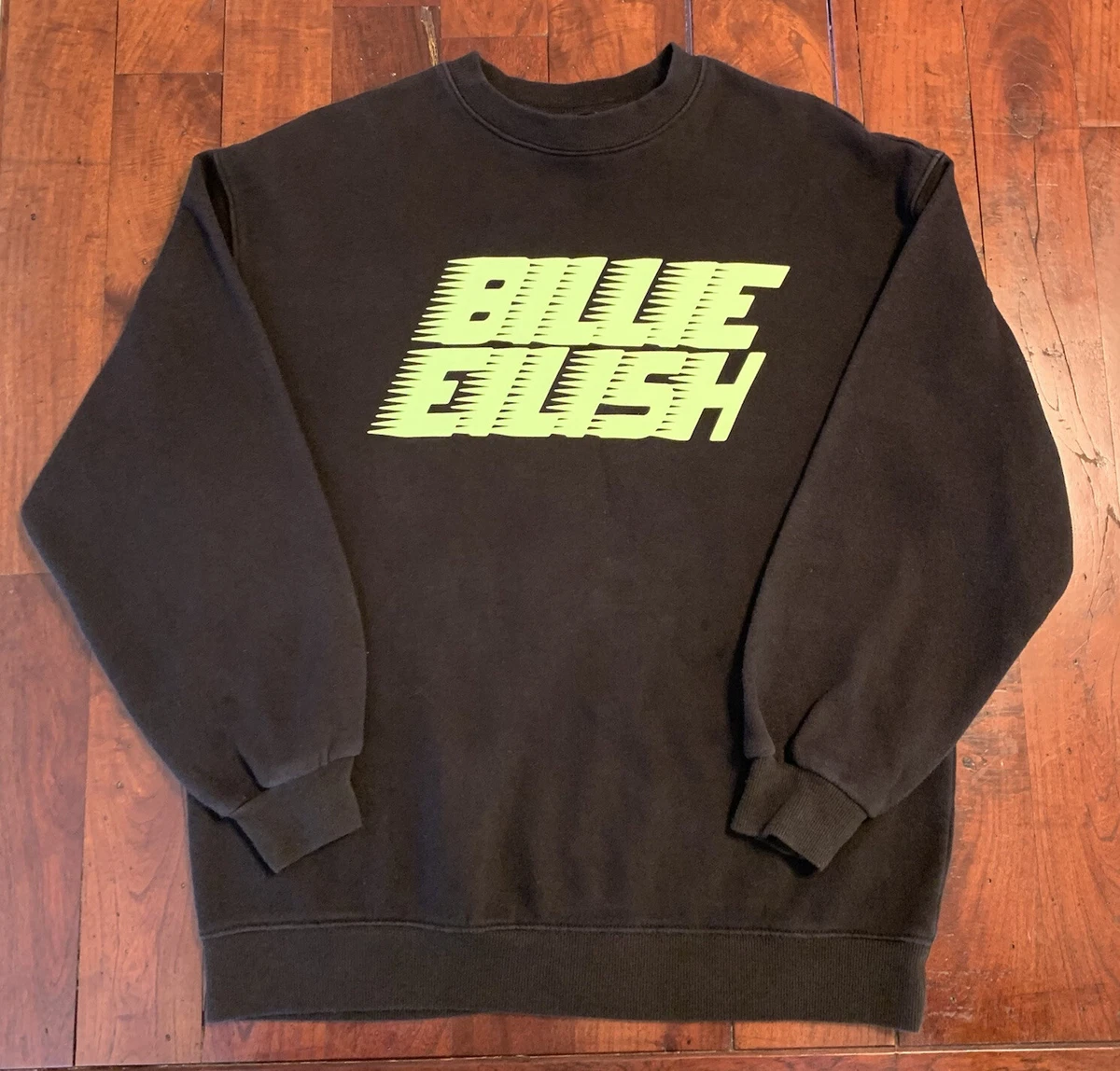 Billie Eilish Crewneck Sweatshirt Size XS Black Neon Green Divided H M Spellout