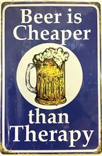 TIN SIGN new 8x12 Beer funny therapy bar man cave garage pub game room teen B33