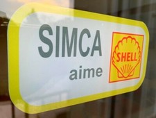 adhésif sticker " SIMCA AIME SHELL " pour vitre arrière SIMCA 1300 1301 1500 ...