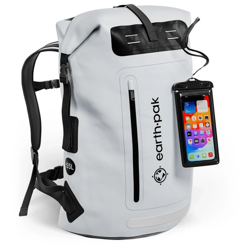 Earth Pak Summit Dry Bag Backpack with Phone Case 55L GRAY eBay