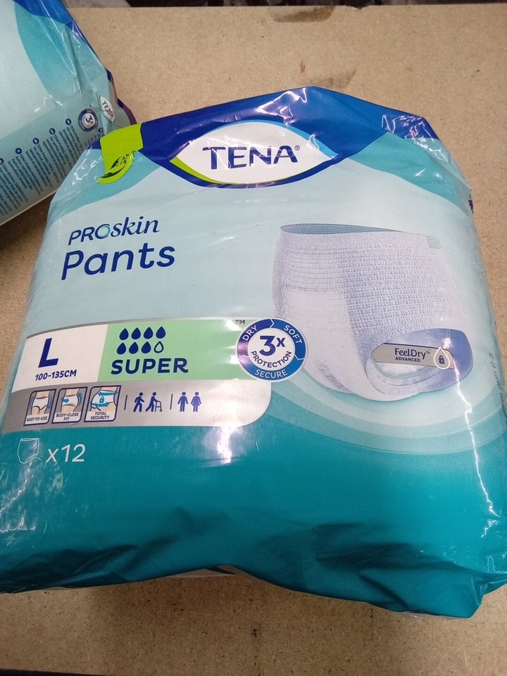 TENA Super, Pack of 12 Incontinence Pants Size L Super Proskin Pants