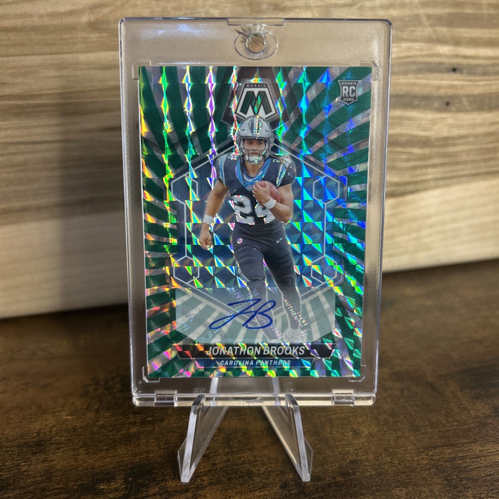 Jonathon Brooks 2024 Panini Mosaic Green Swirl Auto /15 Rookie FOTL SSP Panthers