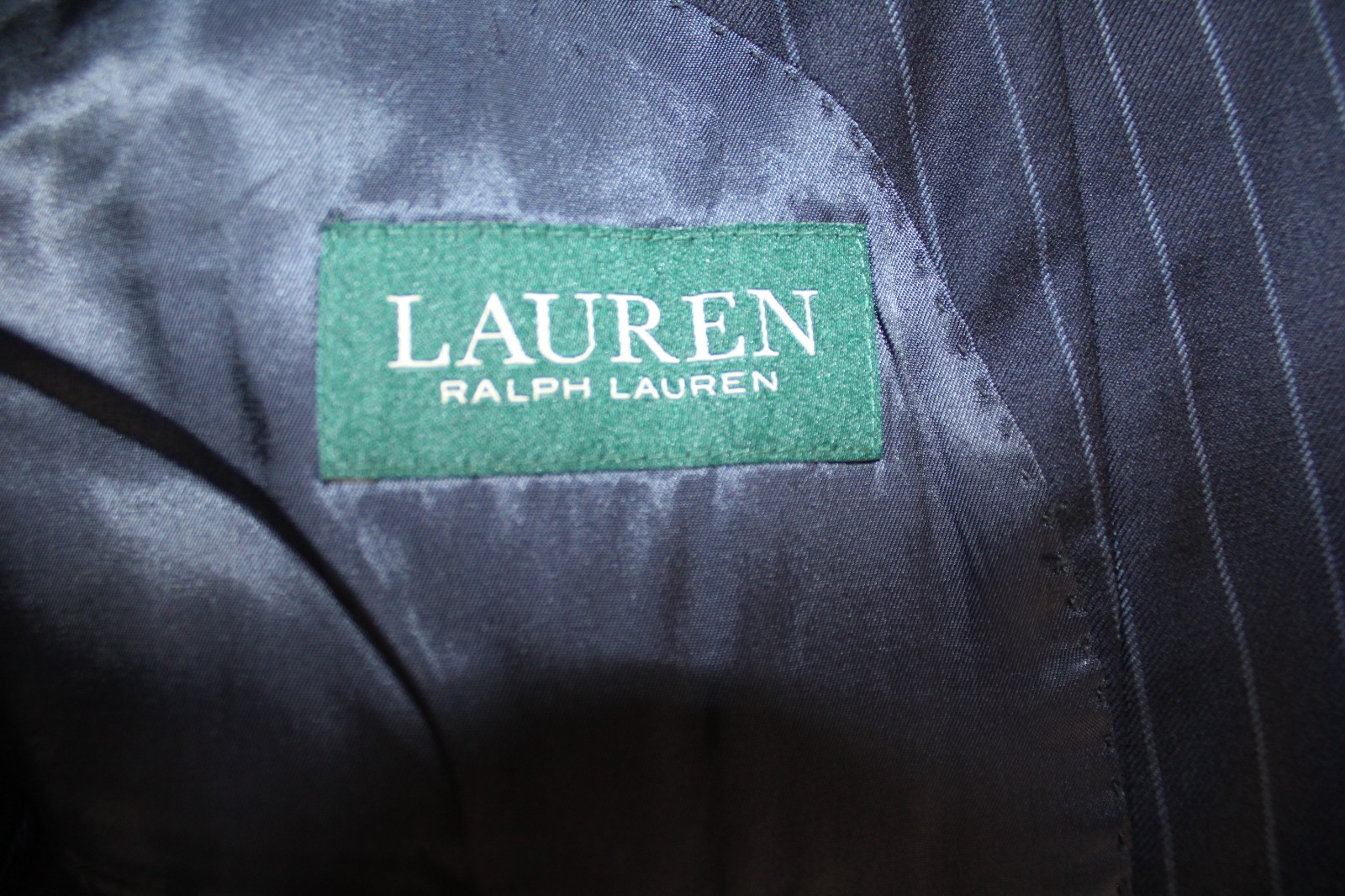 NAVY-BLUE RALPH LAUREN 100% WOOL SPORT COAT  52R striped suit jacket 52 REGULAR thumbnail 3