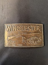 Vintage Winchester Repeating Arms Belt Buckle New Haven Conn Rifle Logo A-156
