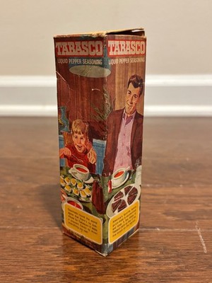 Vtg 1960s TABASCO Pepper Sauce Original BOX Full Bottle Mcllhenny Co 2oz USA NOS