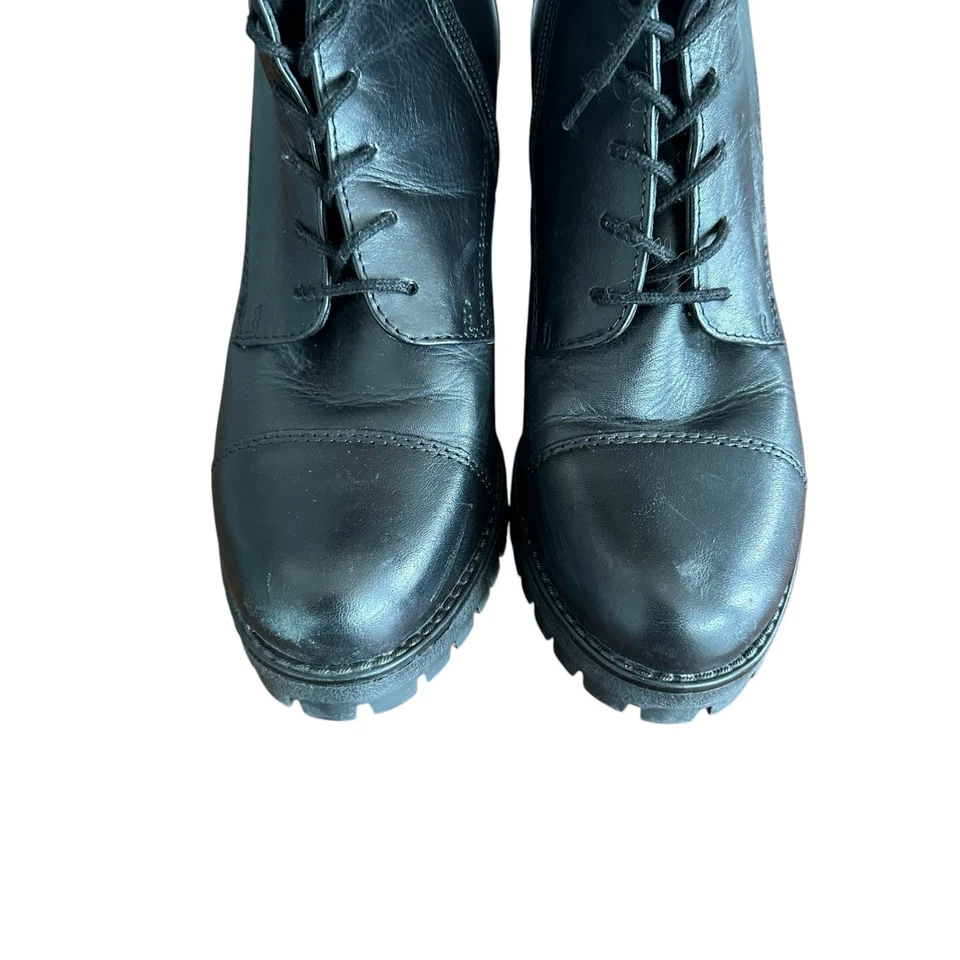 Spring Step Women's Damarys Black Leather Lace Up Heeled Combat Boots - Size 38 - Image 4 of 4