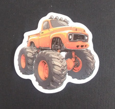 Orange Monster Truck Sticker 2" x 2.18" AX 