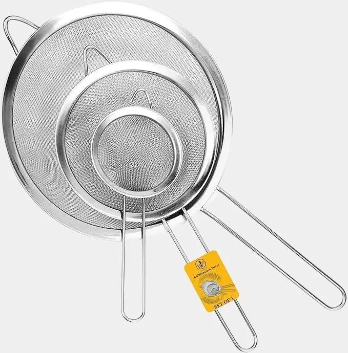 Sieves and Strainers Set - Metal Sieve Stainless Steel, Fine Mesh Strainer | Pa