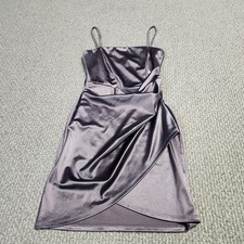 Windsor Satin Purple Spaghetti Strap Dress with Wrap Skirt Size Small
