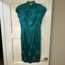 Chinese Traditional Qipao Women Silk Satin Long Cheongsam Dress Size 12