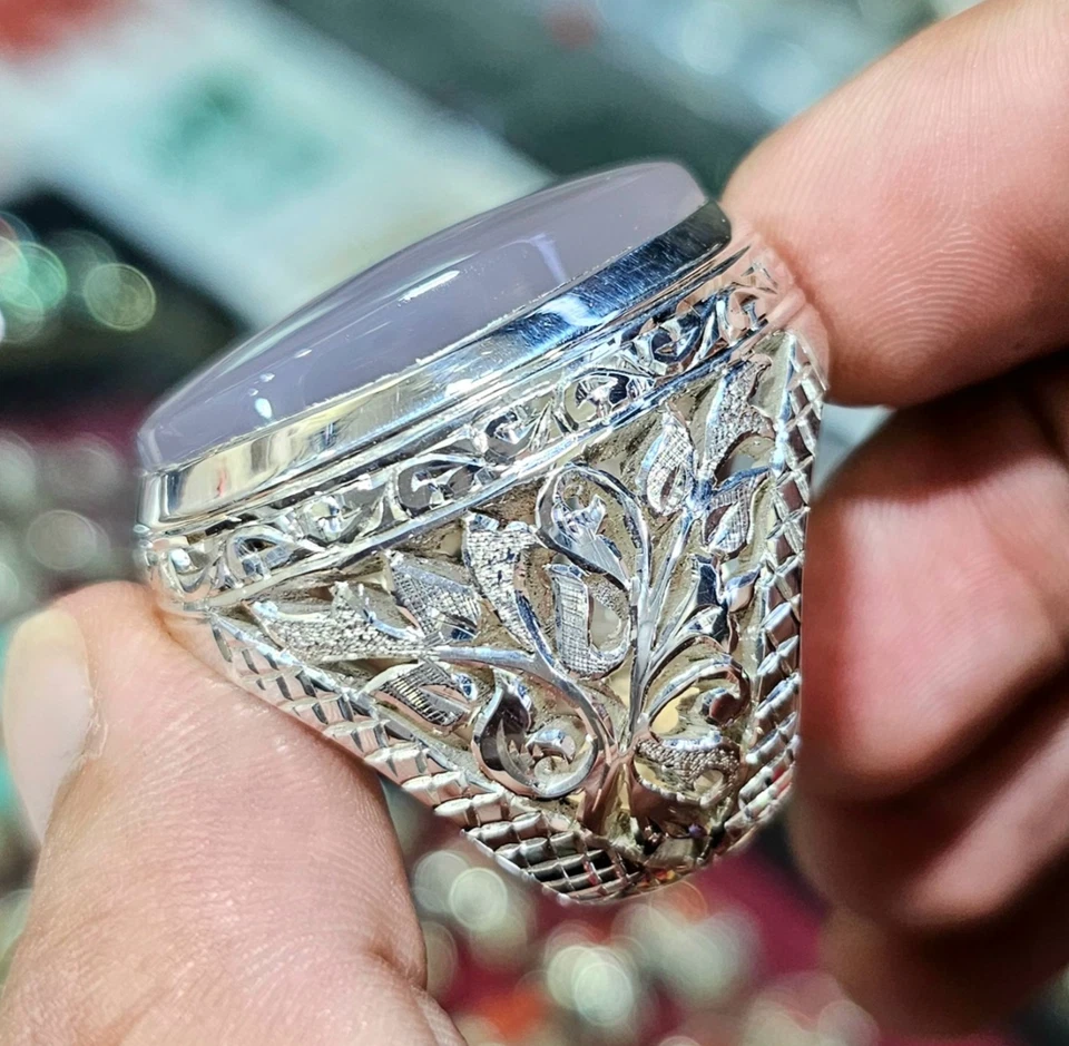 Yemeni Aqeeq Ring For Men, 925 Sterling Silver Natural Agate Ring, Shia Ring - Image 4 of 4