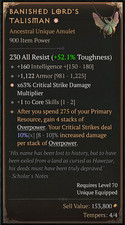 😈 DIABLO 4 SEASON 14 😈 Banished Lord's Talisman 🔥 Ancestral Unique Amulet 0-4