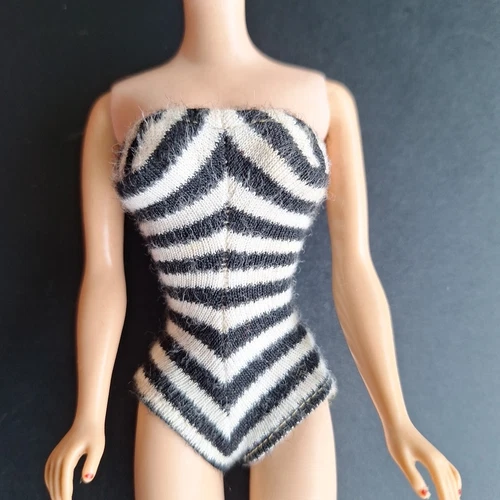 Vintage Barbie Black & White Zebra Striped Swimsuit Bathing Suit Original 1960s