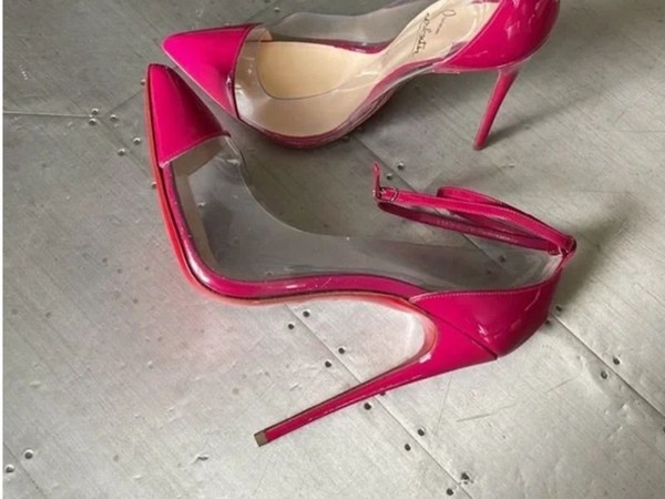 Women Christian Louboutin Heels Pink Leather 38