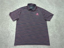 Topgolf Polo Shirt Mens L Short Sleeve Under Armour The Playoff BlackRed Striped