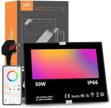 Bhochy LED Floodlight Outdoor 500W Smart RGB App Control IP66 UK Plug